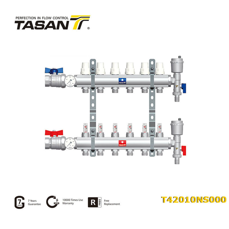 पहले से जोड़ा हुआ 1&quot;X 3/4 इंच वाटर मैनिफोल्ड ब्रास मैनिफोल्ड वाल्व 10Bar T420 10